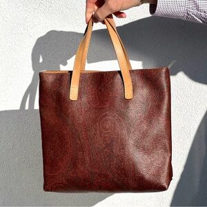 ETRO Milano Red Paisley Vachetta Leather
Tote Shoulder Bag